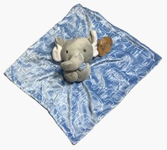 Baby Essentials Elephant Security Blanket Lovey Blue Grey White Elephant Design - £19.58 GBP