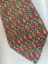 Vintage Silk Tie Enrico Coveri Moss Green Background Made in USA  T127 - £11.07 GBP