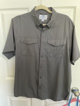 AFTCO Aftech Vented Button Short Sleeve Fishing Shirt Size Medium Gray - £12.50 GBP