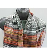 Womens Scarf Neck Wrap Orange Copper Black Geometric - $9.74