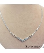 18k (750) White Gold V Shaped Necklace Natural Diamond - $2,118.60