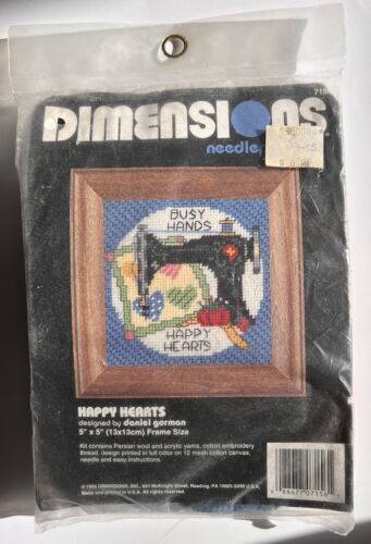 Primary image for DIMENSIONS Happy Hearts NEEDLEPOINT KIT Busy Hands SEWING THEME 5" x 5" Vintage