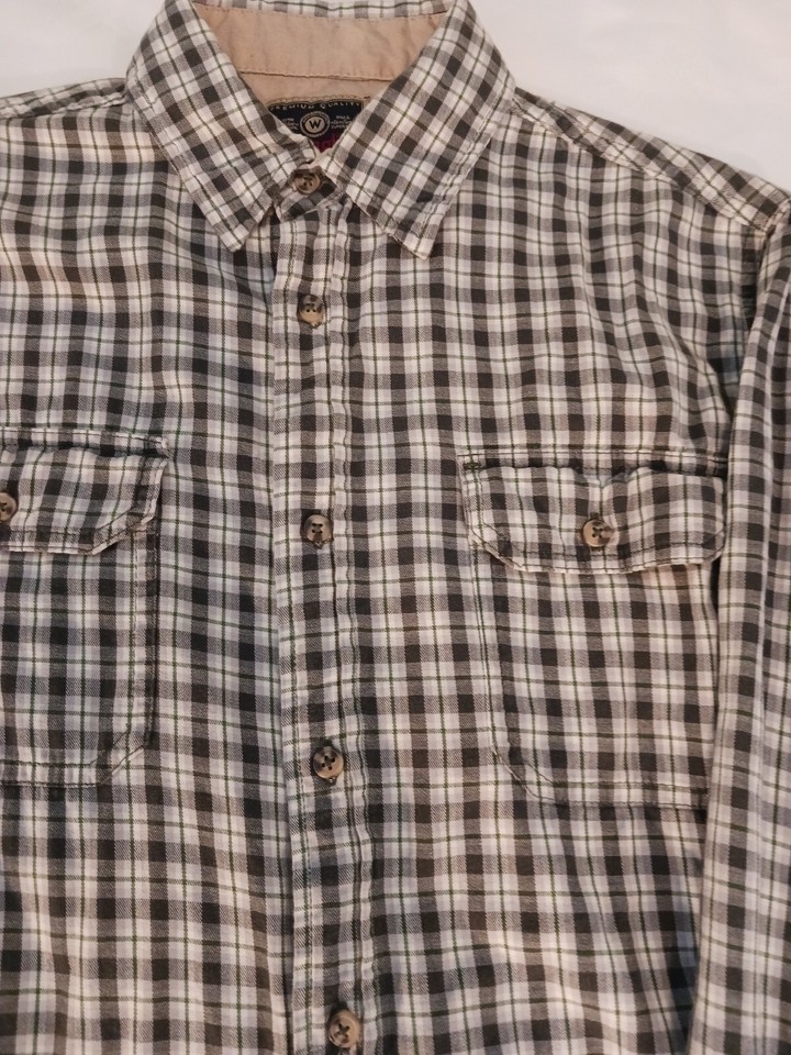 Wrangle Long Sleeves Spread Collar Cotton Green/White Shirt Plaid - Small Item image 10
