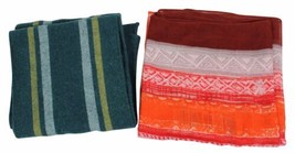 Lot Of 2 New Scarves Green Plaid Orange Ethnic Print Shawl Cover Up Stole Nwot - £10.28 GBP