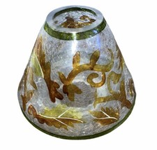 HMK Hallmark Crackle Glass Candle Lamp Shade Autumn Leaves/Swirls Fall - £22.49 GBP