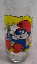 1982 Vintage The Smurfs Papa Smurf 6&quot; Collector&#39;s Glass Cup HANNA-BARBERA - £15.73 GBP