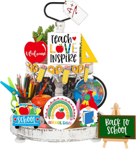 15 Pcs Back to School Tiered Tray Decor Teacher Appreciation Wood Signs ... - $258.94 MXN