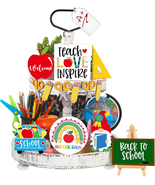 15 Pcs Back to School Tiered Tray Decor Teacher Appreciation Wood Signs ... - $14.03