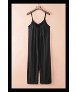 Black Casual Spaghetti Straps Wide Leg Pocketed Jumpsuit NEW - €31,00 EUR