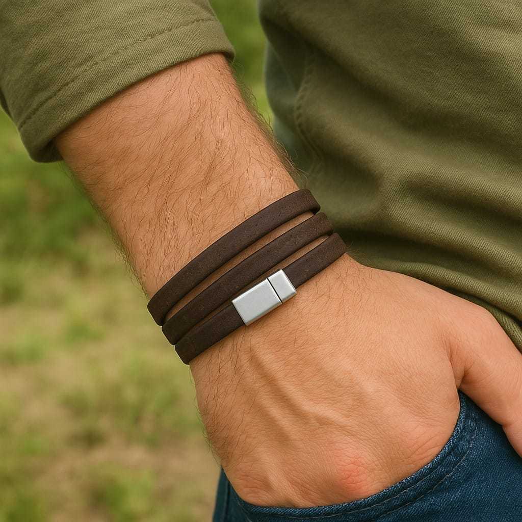 Portuguese cork bracelet Vegan bracelet Layered Vegan jewelry Cork jewelry - $31.99