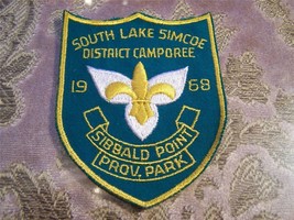 Vintage Boy Scout Patch BSA 1968 Camporee South Lake Simcoe Sibbald Point Park - £10.27 GBP