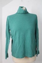 LL Bean L Green Interlock Turtleneck Long Sleeve Top 188450 - £15.17 GBP