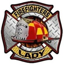 Fire Firefighters Lady Maltese Helmet Bumper Decal Sticker Toolbox Usa Made - £13.64 GBP