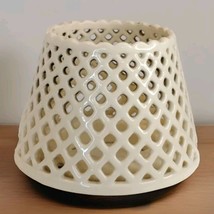 Home Interior Ivory Lattice Coutout Candle Topper - $16.83