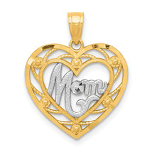 10K &amp; Rhodium MOM Heart Charm 10C960 - $111.54