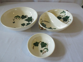 Vtg California Poppytrail, Ivy Pattern Metlox China Serving Divided Berry Bowls - £23.89 GBP