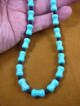 (v326-2) 18&quot; long turquoise + black onyx bead beaded Necklace fashion JEWELRY - £42.63 GBP