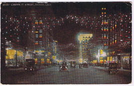 Postcard Denver Colorado Champa Street At Night Christmas Lights - $1.97