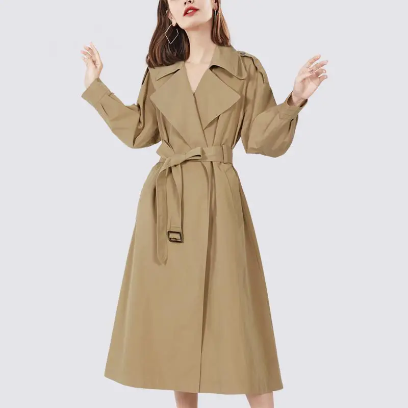  New Spring Autumn Clic Long Trench Coat  Casual Eng Style Windbreaker Female El - £270.53 GBP