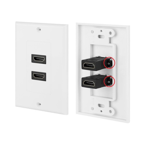 4xem 4XWALLHDMI2 2PORT HDMI SINGLE OUTLET FEMALE WALL PLATE DECORA WHITE - $37.54
