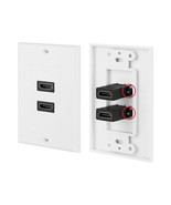 4xem 4XWALLHDMI2 2PORT HDMI SINGLE OUTLET FEMALE WALL PLATE DECORA WHITE - $702.75 MXN