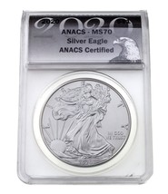 2020 S $1 Argento American Eagle Selezionato Da Anacs Come MS-70 - £55.23 GBP