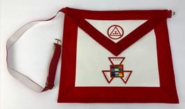 Vintage Lafsco Usa Free Mason Masonic Presentation Apron Banner Ornate Red White - £78.65 GBP