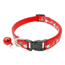 Red Reindeer Cat Dog Breakaway Collar Bell Christmas Trees Winter Adjustable NEW - £7.47 GBP
