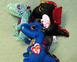 TY BEANIE BOOS DRAGON LOT 6&quot; GRINDAL CINDER SAFFIRE GLITTER EYES STUFFED... - $16.20