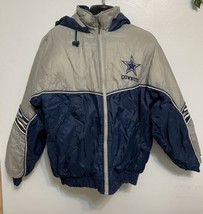 Vtg 90’s Game Day Dallas Cowboys Puffer Bomber Nfl Jacket Sz Large. Distressed. - £60.17 GBP