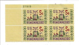 US #1253 LL 1964 5c Plate Block of 4 HOMEMAKERS Needlepoint Arts - £0.98 GBP