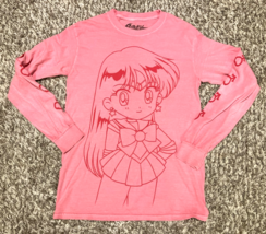 Sailor Moon T Shirt Adult Small Pink Long Sleeve Graphic Faded 17 inch x... - £22.43 GBP