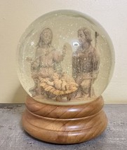 1988 Roman Inc Glitterdome Fontanini Figures Nativity Music Box Wood Christmas - £23.95 GBP