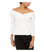 ADRIANNA PAPELL Double-Breasted Off-The-Shoulder Top Ivory Size 2 $129 - £30.36 GBP