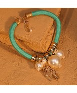 Boho Chic Synthetic Fiber Rope Necklace with Faux Faux Gemstone Charms, ... - $26.32 CAD