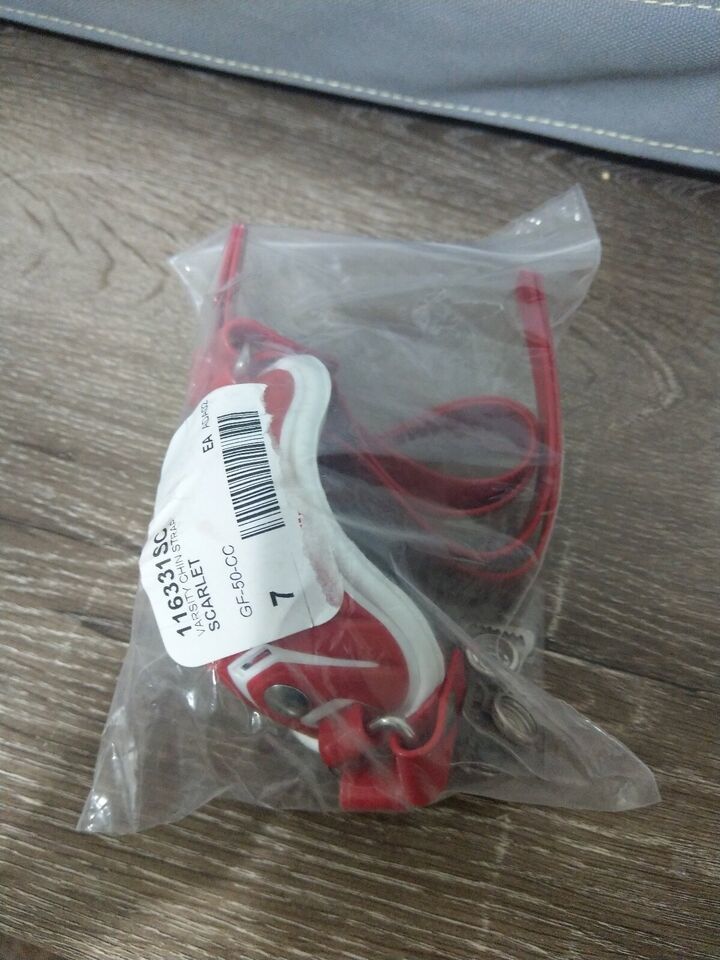 ADAMS USA GF-50-CC Varsity Football Chinstrap Scarlet and White-Brand New-SHIP24