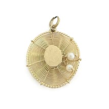 Vintage 1960&#39;s Pearl Hat Necklace Pendant Bracelet Charm 14K Yellow Gold... - £231.49 GBP