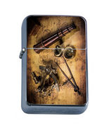 Pirate Treasure D4 Flip Top Oil Lighter Wind Resistant With Case - $270.57 MXN