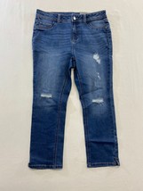 George Ladies Capri Slim Leg Adjustable waist Blue Jeans Size 4 Stretch Cotton - £11.69 GBP