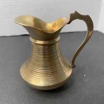 Vintage Brass Pitcher Swirl Spiral Design Made in India 4 inch High Stam... - $8.00
