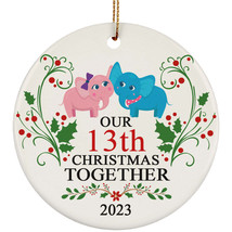 Funny Couple Elephant Ornament Christmas Gift 13th Wedding 13 Years Anniversary - £11.83 GBP