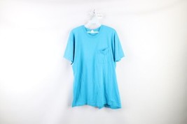 Vtg 90s Streetwear Mens XL Distressed Blank Short Sleeve Pocket T-Shirt Blue USA - £23.33 GBP