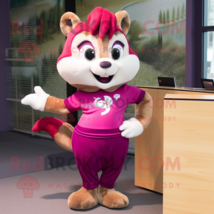 Magenta Chipmunk mascot costume character dressed with a Pencil Skirt and Hair c - £1,057.14 GBP