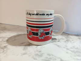 Vintage 80s Contenova &quot;A Hug Would Make My Day&quot; Mug Hearts Valentines Be... - £14.69 GBP