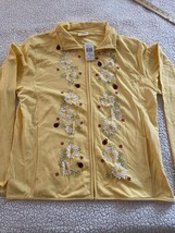 Decorated Originals Yellow Full-Zip Embellished Daisy And Ladybug Jacket... - $15.00