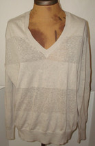 NWT New Womens Gap Sweater Sheer Striped S Khaki Beige Tan LS Linen Cotton - £62.51 GBP