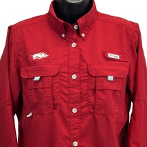 Arkansas Razorbacks Columbia PFG Womens Button Front Shirt Small Red University - $18.99