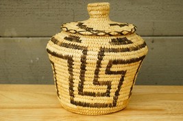 Vintage Native Art Tohono O&#39;odham Basket Sonoran Desert Storage Lidded B... - $123.74