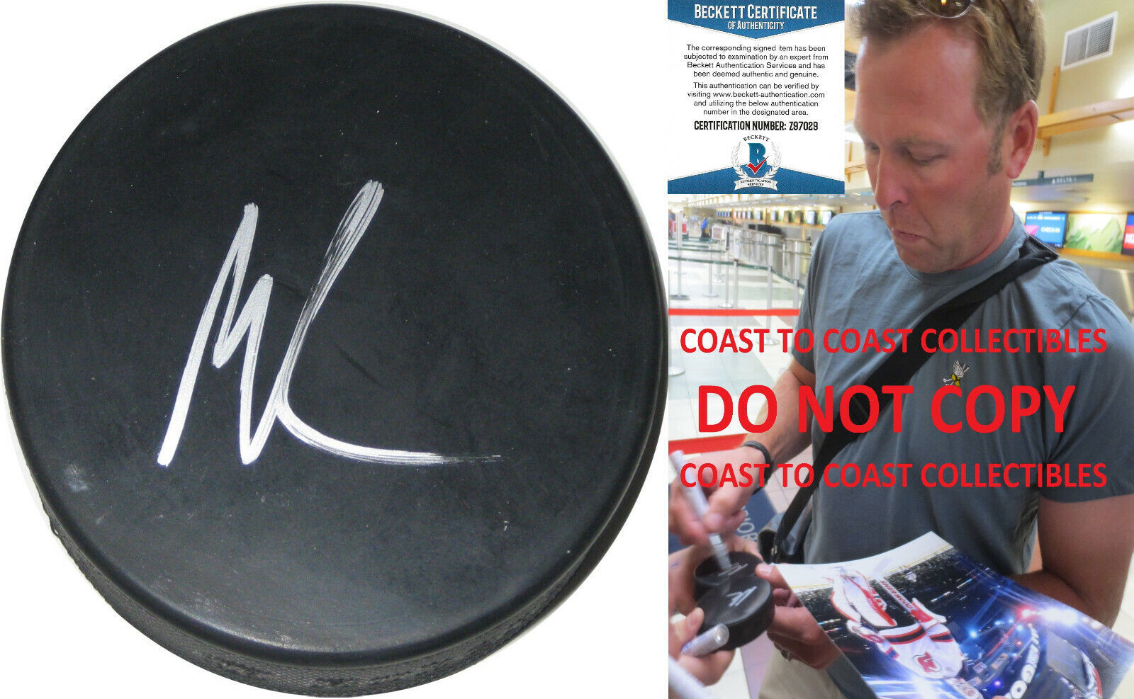 Beau Bennett Penguins,Coyotes,Devils signed,autographed Hockey Puck,COA proof Beau Bennett Penguins,Coyotes,Devils signed,autographed Hockey Puck,COA proof