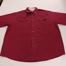 Wrangler Premium Quality Denim Shirt L Men's Red Long Sleeve Button Up RN#130273 image 11